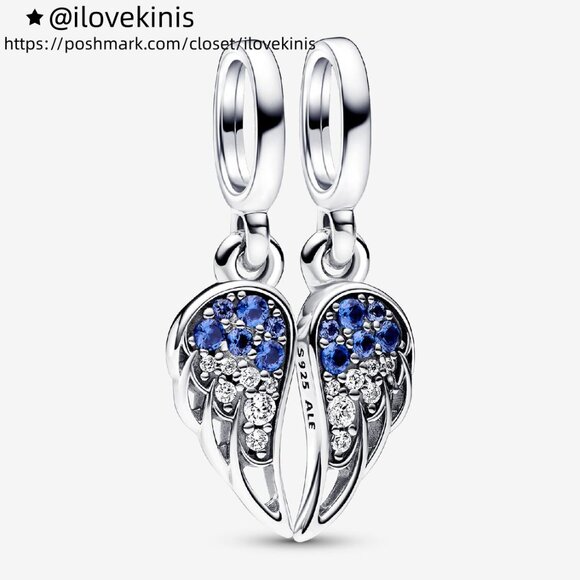 Pandora Sparkling Splitable Angel Wings Dangle Charm - Picture 1 of 5